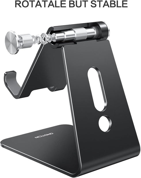 OMOTON Adjustable Cell Phone Stand, C2 Aluminum Desktop Phone Holder Dock Compatible with iPhone 11 Pro Max Xs XR 8 Plus 7 6, Samsung Galaxy, Goog...